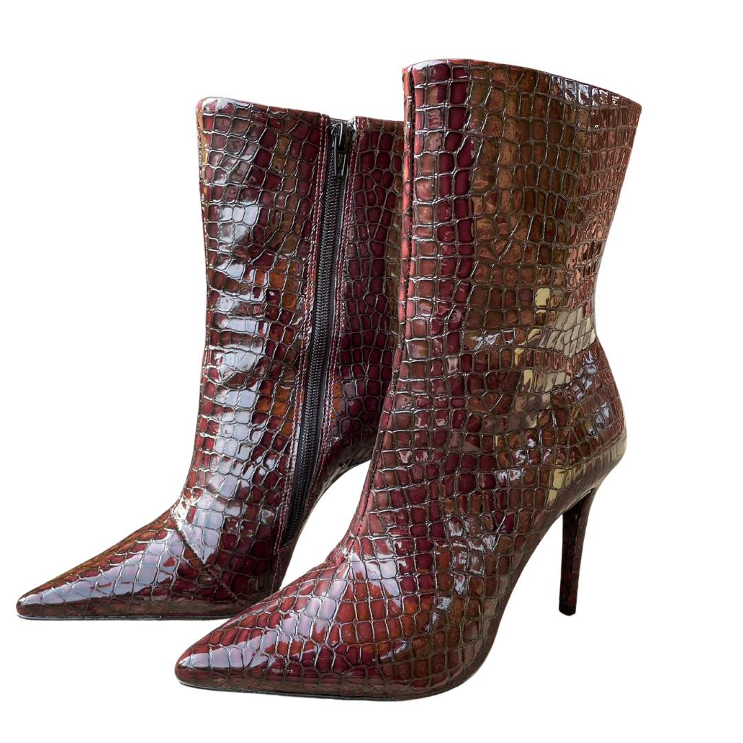 Angelina Merlot Croco Bootie