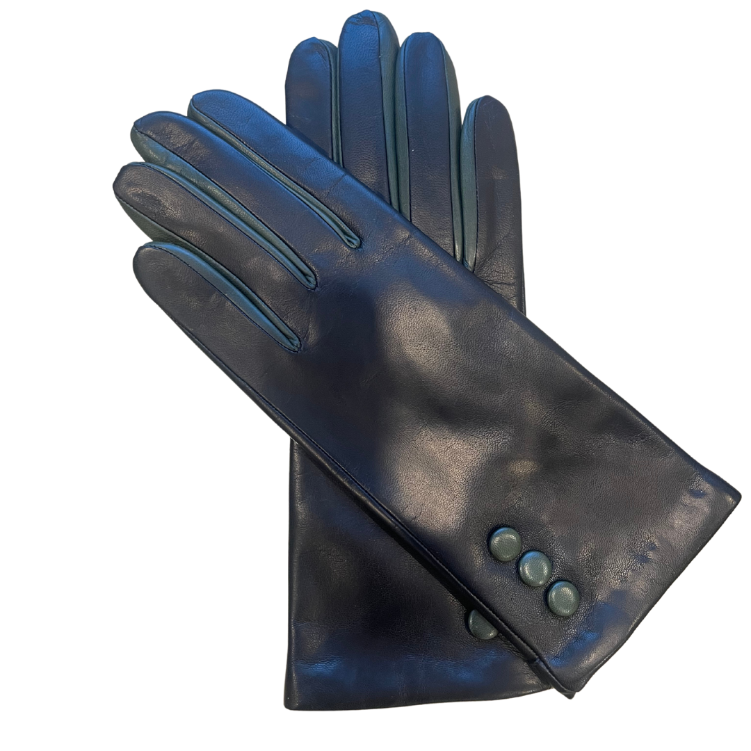 Black and Olive Green Leather Gloves