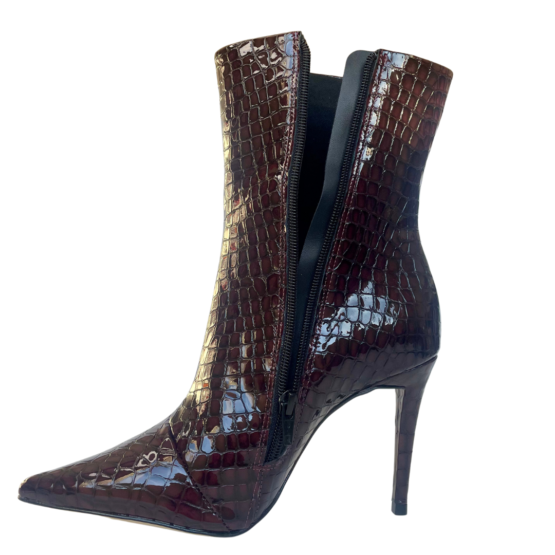 Angelina Merlot Croco Bootie