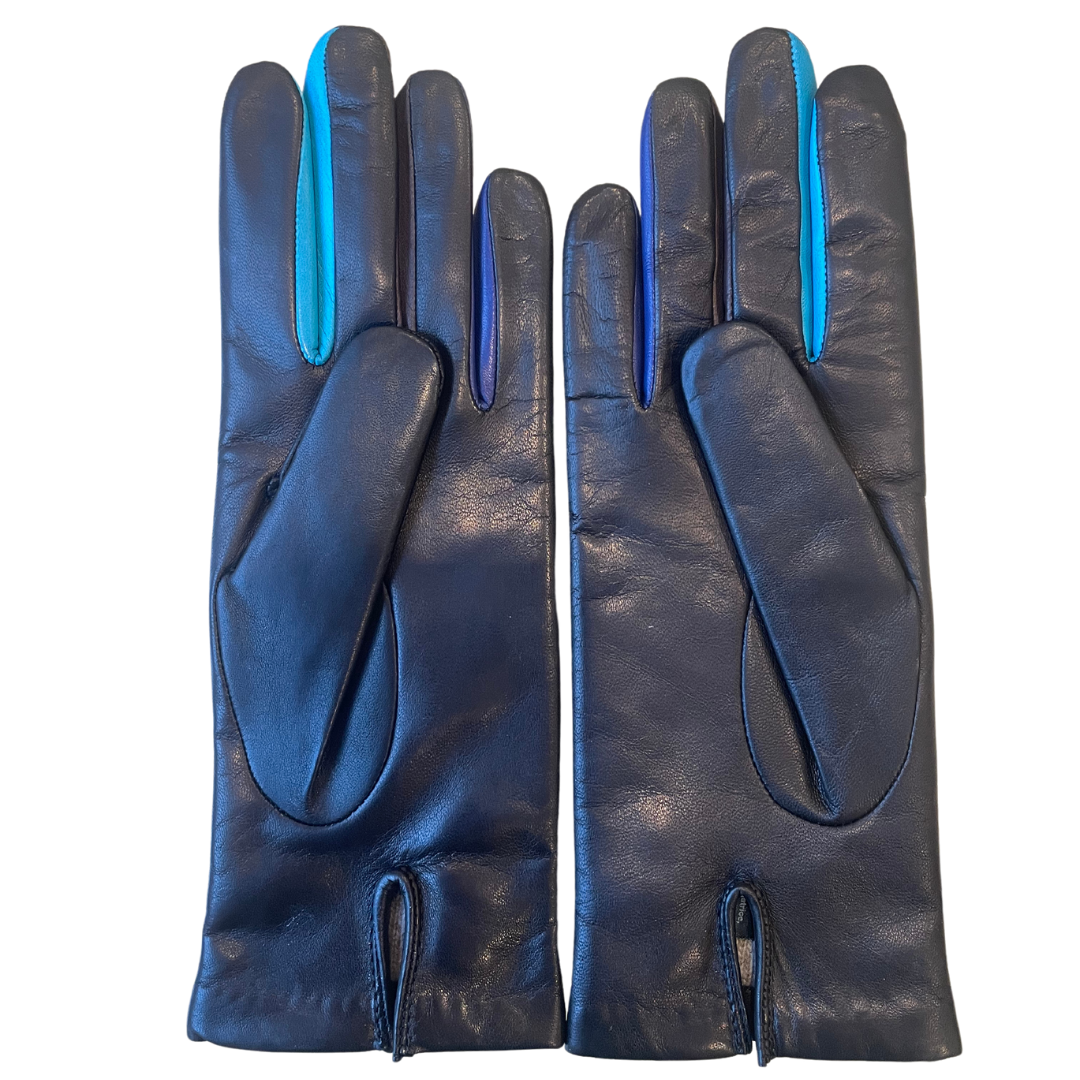 Black, Royal Blue, Brown and Turkoise Leather Gloves