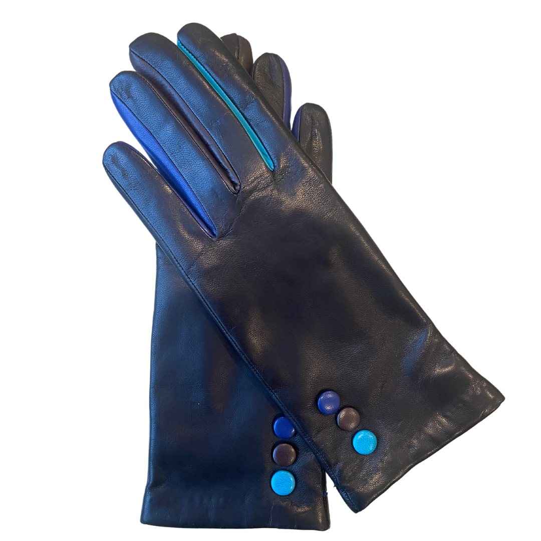 Black, Royal Blue, Brown and Turkoise Leather Gloves