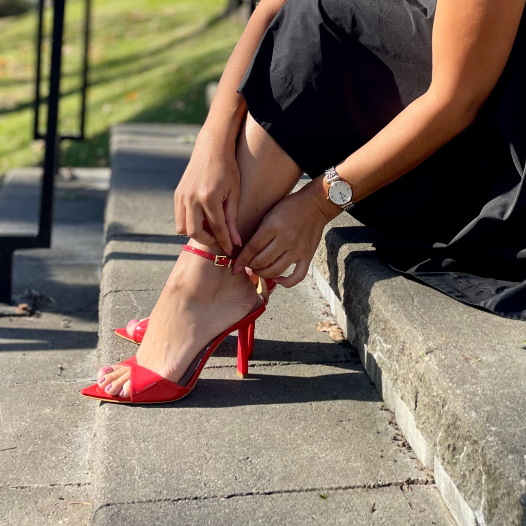 Valentina Ferrari Red Ankle Strap Heel